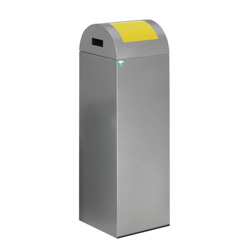 VAR® Wertstoffsammler 55R/Abfallsammler/Abfallbehälter, 60 Liter, selbstlöschend, Korpus silber | Deckelfarbe gelb