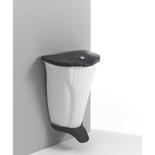 Wall-UP 50 Liter Wandabfalleimer weiß, mit anthrazitfarbigem Pedal | mit anthrazitfarbigem Deckel