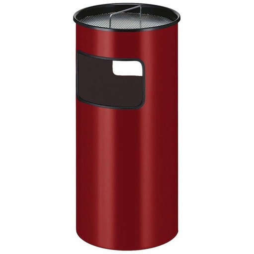 Standaschenbecher mit 50-Liter-Abfallbehälter, Metall, rund, mit Sieb, Inneneimer schwarz Metall | Farbe: rot
