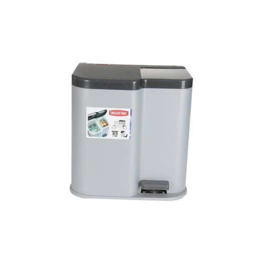 Abfallbehälter, Treteimer 15 + 7 Liter "DUO-PEDAL/BIN" | grau