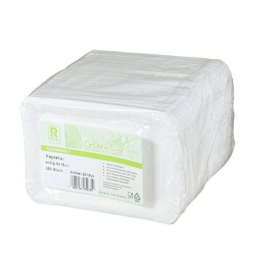 Pappteller eckig 9 x 15 cm | 250 Stück