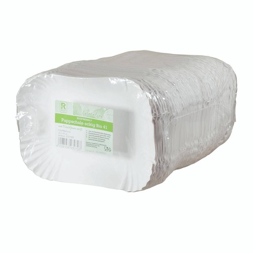 Pappschalen eckig, weiß, Bio 13 x 18 x 3 cm | 250 Stück