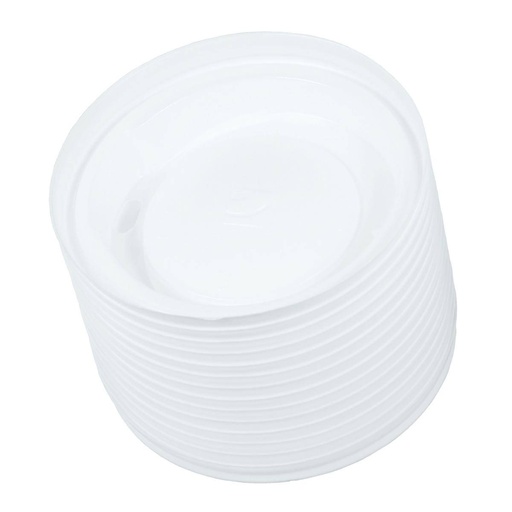 Deckel mit Trinkloch (12/16oz, Ø 90 mm),PS Kunststoff, für Coffee-Cups, weiß | 100 Stück