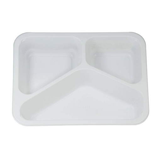 Menüschale PP "Caterline" siegelfähig 3-geteilt, eckig, 227 x 178 x 40 mm | 216 Stück weiß