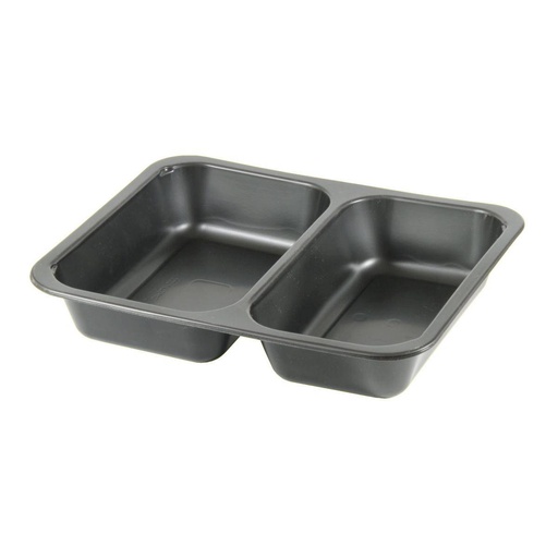 Menübox PP 2-geteilt schwarz, 227 x 178 x 40 mm, 360 Stück/Karton