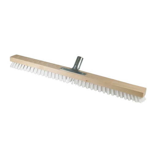 Schrubber 60 cm, Körper: Holz unlackiert, Borsten: Polypropylen (PPN) weiß | mit Metallstielhalter