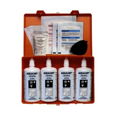 AQUA NIT Augenspülung + Sofortset Augenverletzungen | Box mit 4 Flaschen á 250 ml