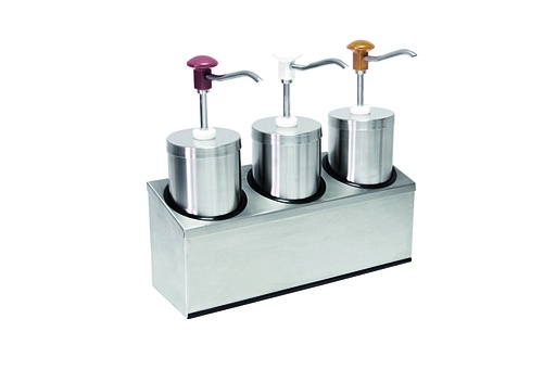 Druckknopf Dosierspender aus Edelstahl, 3 x 2 Liter