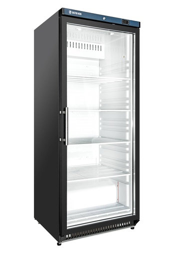 Lagerkühlschrank ECO 600 mit Glastür, Innenraum aus Kunststoff, schwarz