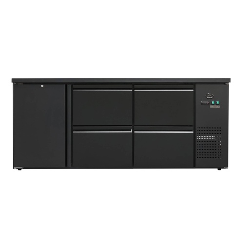 Flaschenkühltisch 425 Liter | Schwarz | 1 Tür + 4 Schubladen | 2005 x 520 x 840 mm