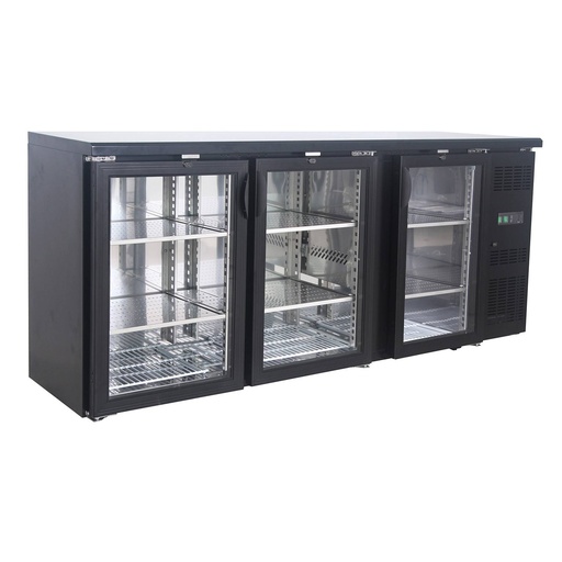 Flaschennkühltisch 355 Liter | Schwarz | 3 Glastüren | 2000 x 530 x 870 mm