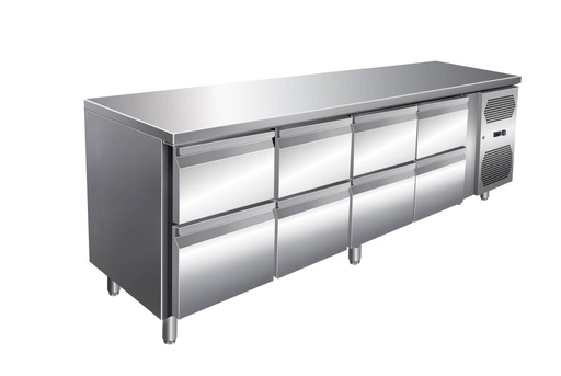VIP Kühltisch mit 4x 2 Schubladen -2 bis +8°C 2.230x600x860 mm