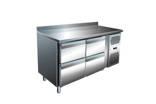 VIP Kühltisch mit 2 x 2 Schubladen und Aufkantung  -2 bis +8°C 1.360x700x960 mm