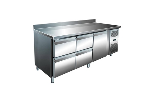 VIP Kühltisch mit 2x 2 Schubladen und 1 Tür und Aufkantung -2 bis +8°C 1.795x700x960 mm