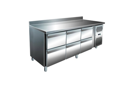 VIP Kühltisch mit 3x 2 Schubladen und Aufkantung -2 bis +8°C 1.795x700x960 mm