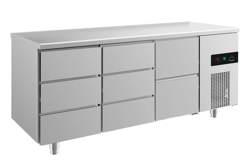 Kühltisch -2 bis +8°C 1865x700x850mm mit 1x zwei Schubladen und 2x drei Schubladen