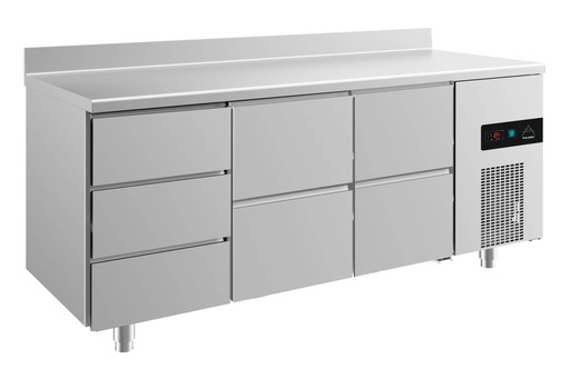 Kühltisch -2 bis +8°C 1865x700x850mm mit 2x zwei Schubladen und 1x drei Schubladen u. Aufkantung