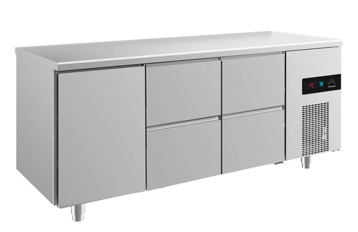 Kühltisch -2 bis +8°C 1865x700x850mm mit 1x Tür und 2x zwei Schubladen