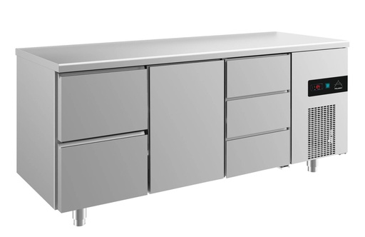 Kühltisch -2 bis +8°C 1865x700x850mm mit 1x Tür, 1x zwei Schubladen und 1x drei Schubladen