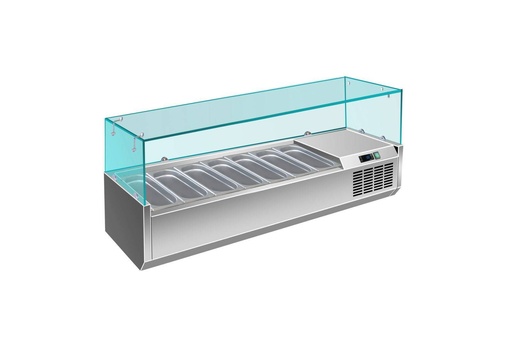 Pizzakühlaufsatz mit Glasaufsatz 6x 1/4 GN | 1500x335x460 mm