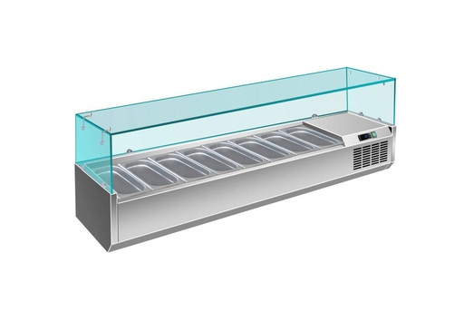 Pizzakühlaufsatz mit Glasaufsatz 8x 1/4 GN | 1800x335x460 mm