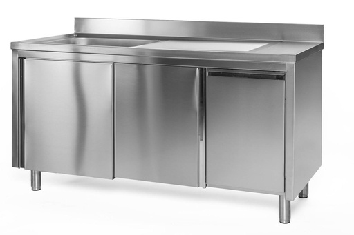 Spülschrank mit Abfallbehälter, 1 Becken rechts, Bautiefe 600 mm | 150x600x850 mm