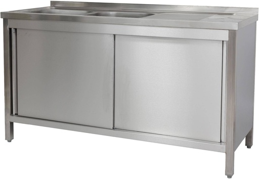 Spülschrank 1600 x 700 x 850 mm 2 Becken links, mit Schubladenblock, 700 mm Tiefe