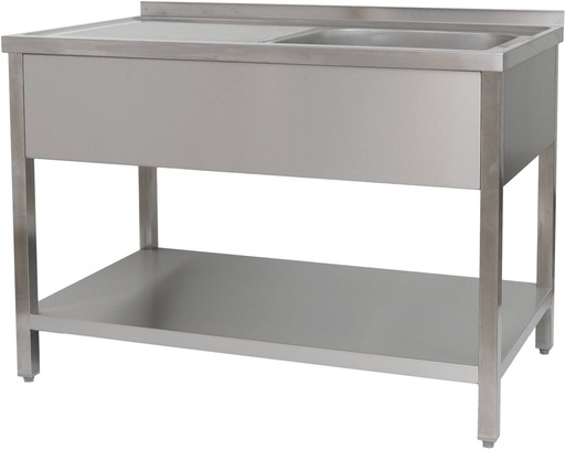 Spültisch 1200 x 600 x 850 mm 1 Becken rechts, mit Grundboden  600 mm Tiefe
