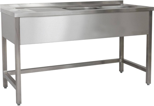 Spültisch 1900 x 700 x 850 mm 2 Becken rechts, Ohne Grundboden  700 mm Tiefe