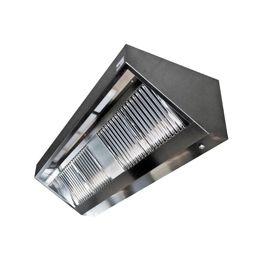 Wandhhaube ohne Motor mit Abdeckung Beleuchtung  | Edelstahl | Filter 5 | 3400 x 1100 x 450 mm