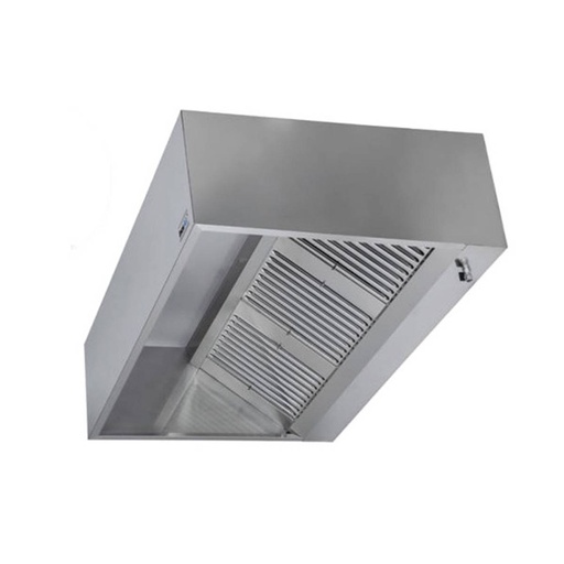 Kastenhaube ohne Motor | Edelstahl AISI 430 | Rundumlaufende Fettauffangrinne | Filter: 6 | 3800x700x450 mm