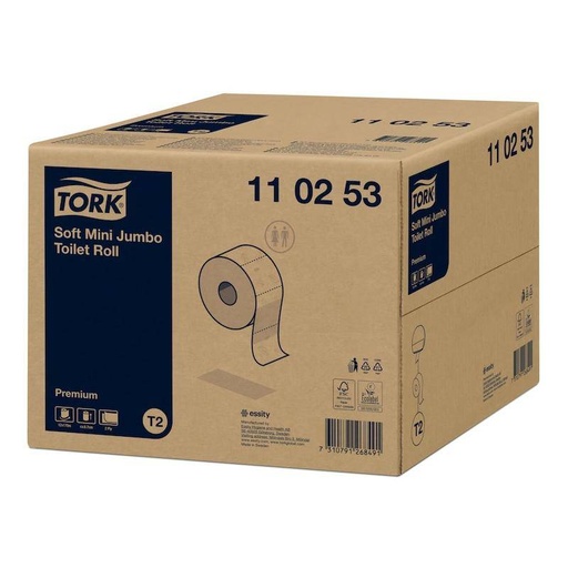 Toilettenpapier Großrolle 2-lagig "Soft Mini" Premium, 850 Blatt/Rolle, weiß | 12 Rollen/Sack
