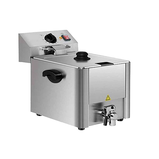 Elektro Fritteuse 1 Becken mit Ablasshahn 8 Liter, 310 x 570 mm
