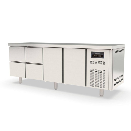 TOPLINE Kühltisch / 4-fach GN1/1 mit 4 Schubladen / 2 Türen, 2245 x 700 mm