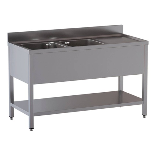 TOPLINE Spültisch / 2 Becken links + Abtropffläche, 1800 x 600 mm