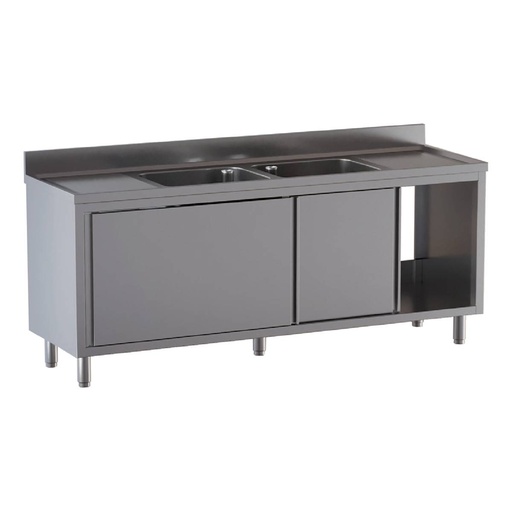 TOPLINE Spülschrank / 2 Becken und 2 Abtropfflächen, 2000 x 700 mm