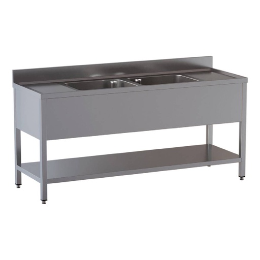 TOPLINE Spültisch / 2 Becken mitte, 2000 x 700 mm