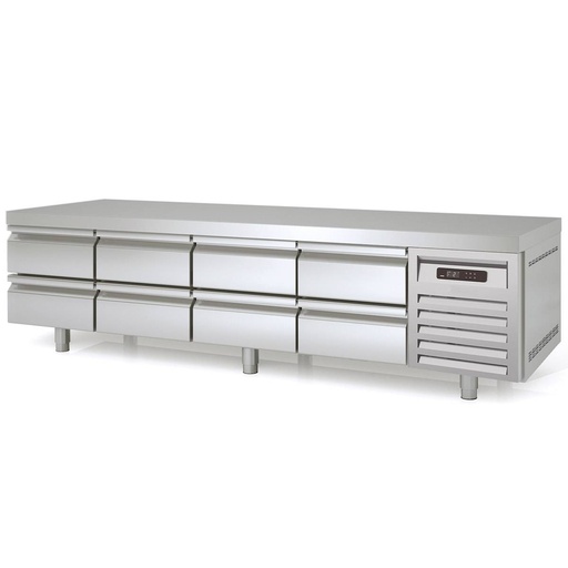 TOPLINE Unterbaukühltisch / 4-fach GN 1/1 mit 8 Schubladen, 2245 x 700 mm