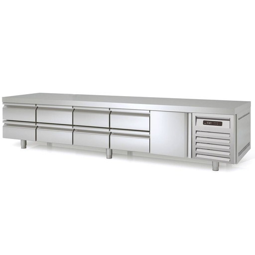 TOPLINE Unterbaukühltisch / 5-fach GN 1/1 mit 8 Schubladen / 1 Tür, 2695 x 700 mm