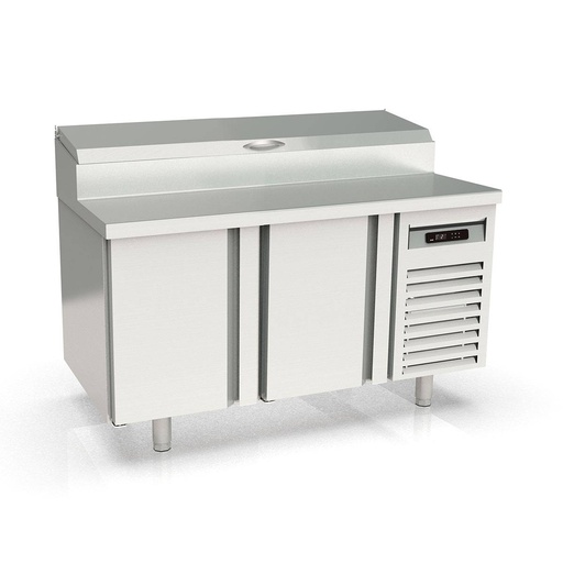 TOPLINE Belegstation / 2-fach mit Türen, EN 60x40, Edelstahlaufsatz, GN 1/3, 1495 x 800 mm