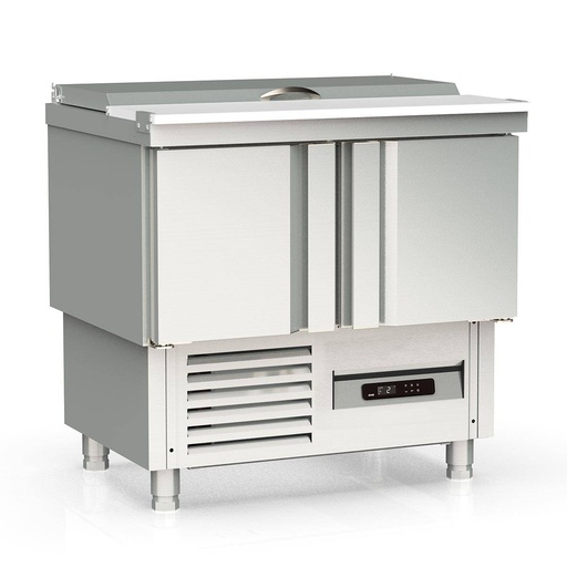 TOPLINE Saladette / 2-fach mit Türen, Edelstahldeckel, GN 1/6, 925 x 700 mm
