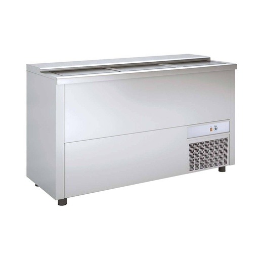TOPLINE Getränkekühltruhe mit 3 Edelstahlschiebedeckeln, 420 Liter, 1500 x 550 mm