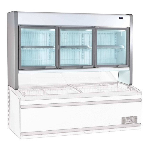 TOPLINE Tiefkühltruhenaufsatz 900 mit Glastüren, Weiß, LED, 2200 x 630 mm