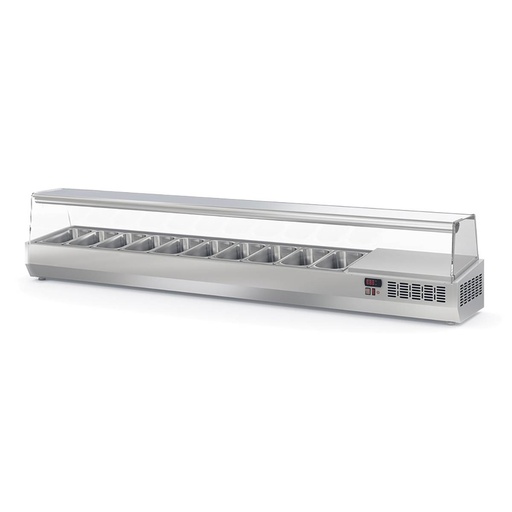 TOPLINE Kühlaufsatz mit Glasabdeckung 10xGN1/3, 2245 x 396 mm