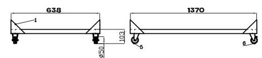 Unterbau für Saladette 3 Türen, 1370 x 638 x 103 mm