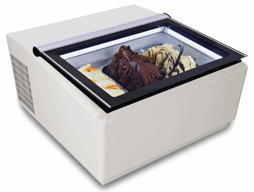 Tischmodell Speiseisvitrine mit Kundenseite, 670 x 750 x 375 mm, weiß