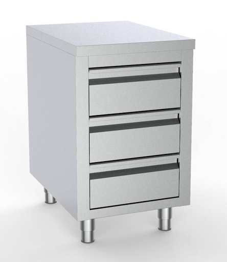 700 Arbeitstisch mit 3 aus Edelstahl, 500 x 700 x 850 mm