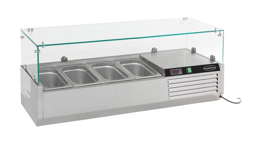 Aufsatzvitrine GN 1/ 1/3 aus Edelstahl, 1200 x 395 x 435 mm