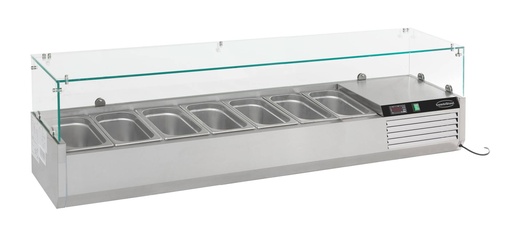 Aufsatzvitrine GN 1/ 1/3 aus Edelstahl, 1600 x 395 x 435 mm