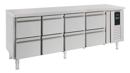 700 Kühltisch aus Edelstahl, 2230 x 700 x 860 mm, 211 L